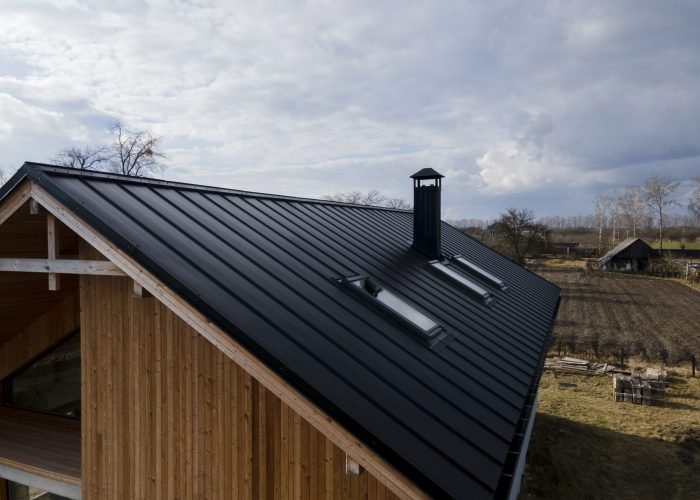 High angle beautiful roof wooden house